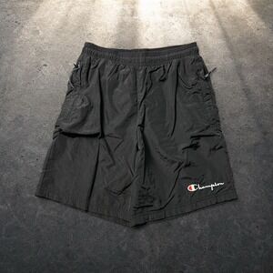 Champion Black Nylon Athletic Shorts Mesh Lined Baggy Retro 90s Size Small